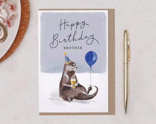 Brother Birthday Card | Male Card Him | Otter Greeting Card