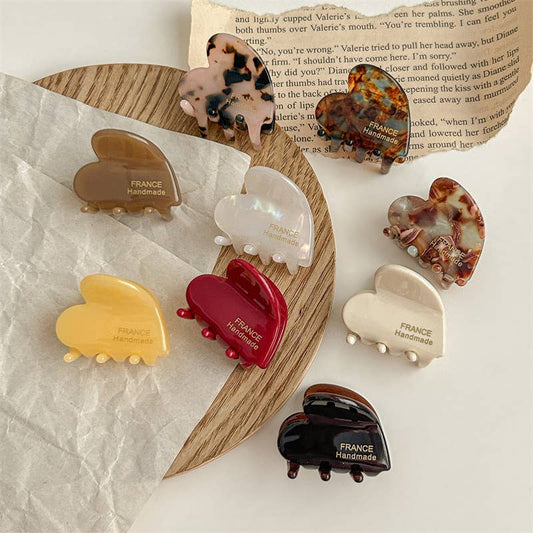 Chic Heart-Shaped Small Acetate Hair Claw Clips