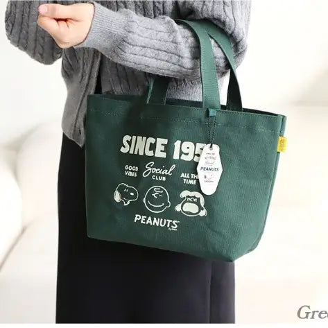 Peanuts Snoopy 75th Anniversary Cotton Eco Bag Green