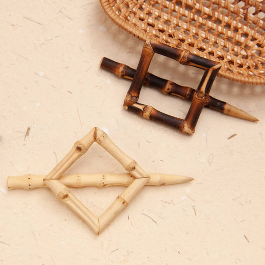 Natural Bamboo Root Square Hair Slide