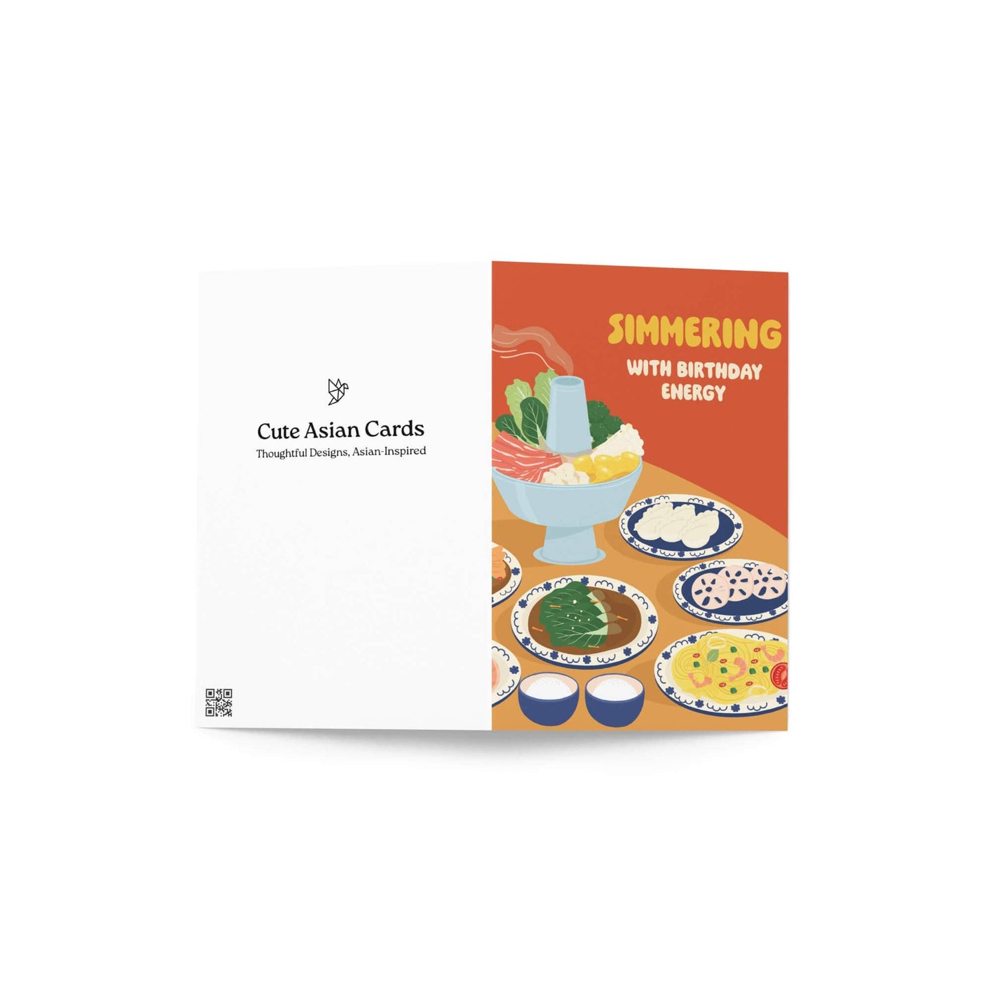Hot Pot Simmering Cute Birthday Cards | Asian Soup Food Happy Greeting