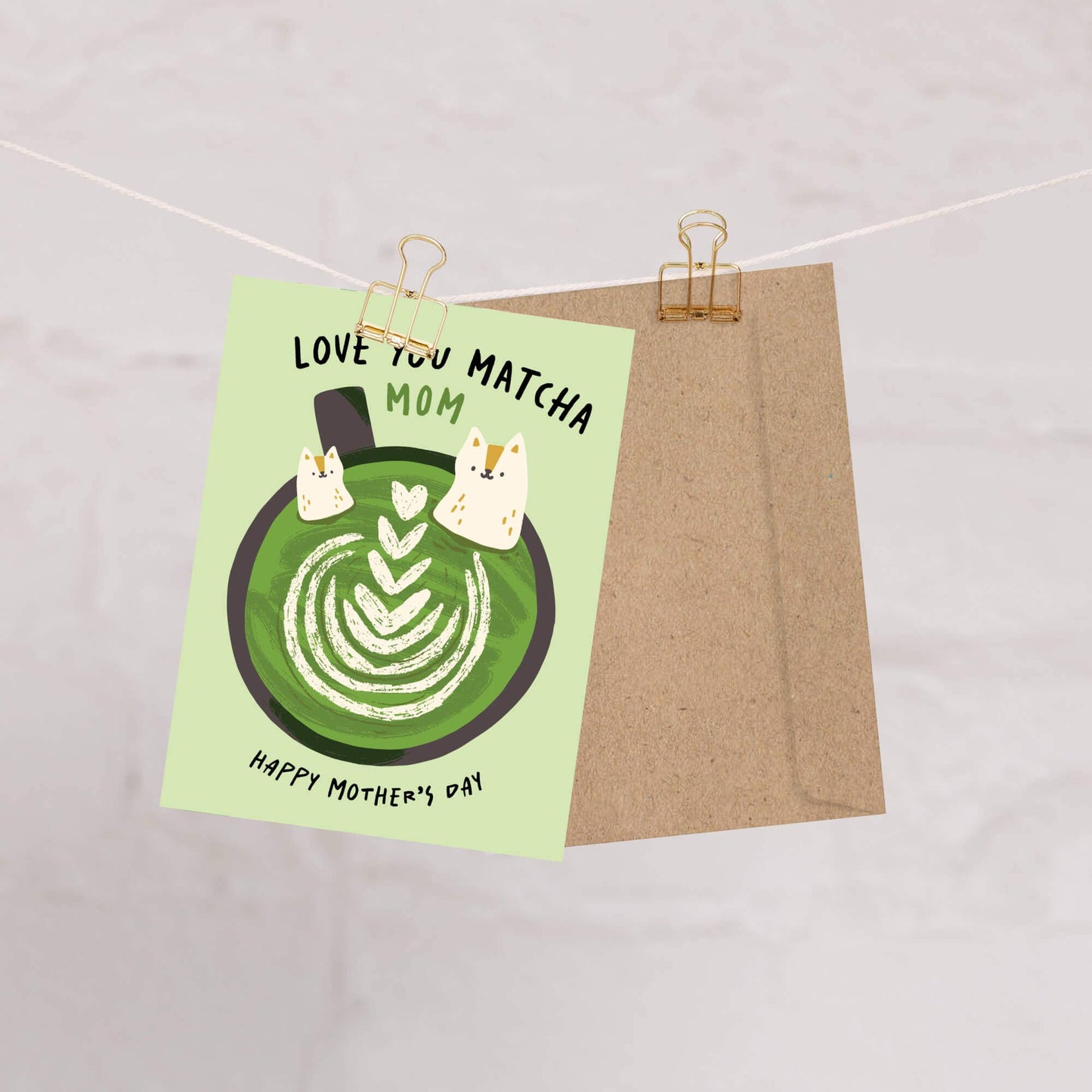 Matcha Mother's Day Card | Love You Japanese Green Tea Cat