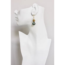 Load image into Gallery viewer, FERE29 Turquoise and brass bauble earrings
