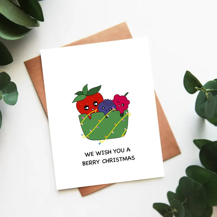 We Wish You A Berry Christmas Greeting Card