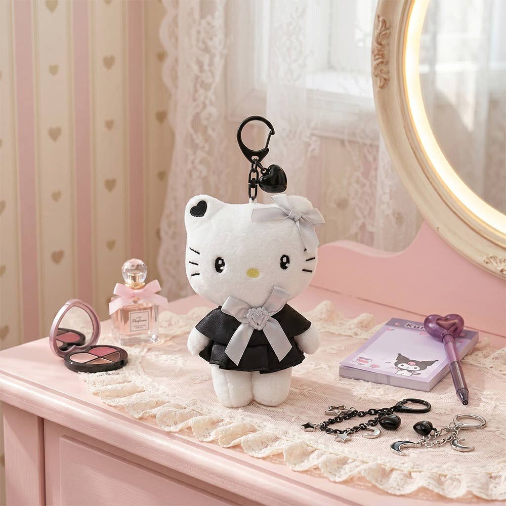 New Limited- Sanrio Black Heart Ribbon Plush Keyring