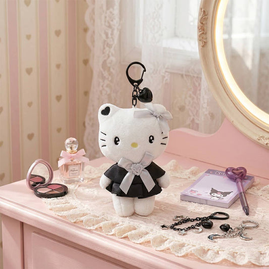 New Limited- Sanrio Black Heart Ribbon Plush Keyring