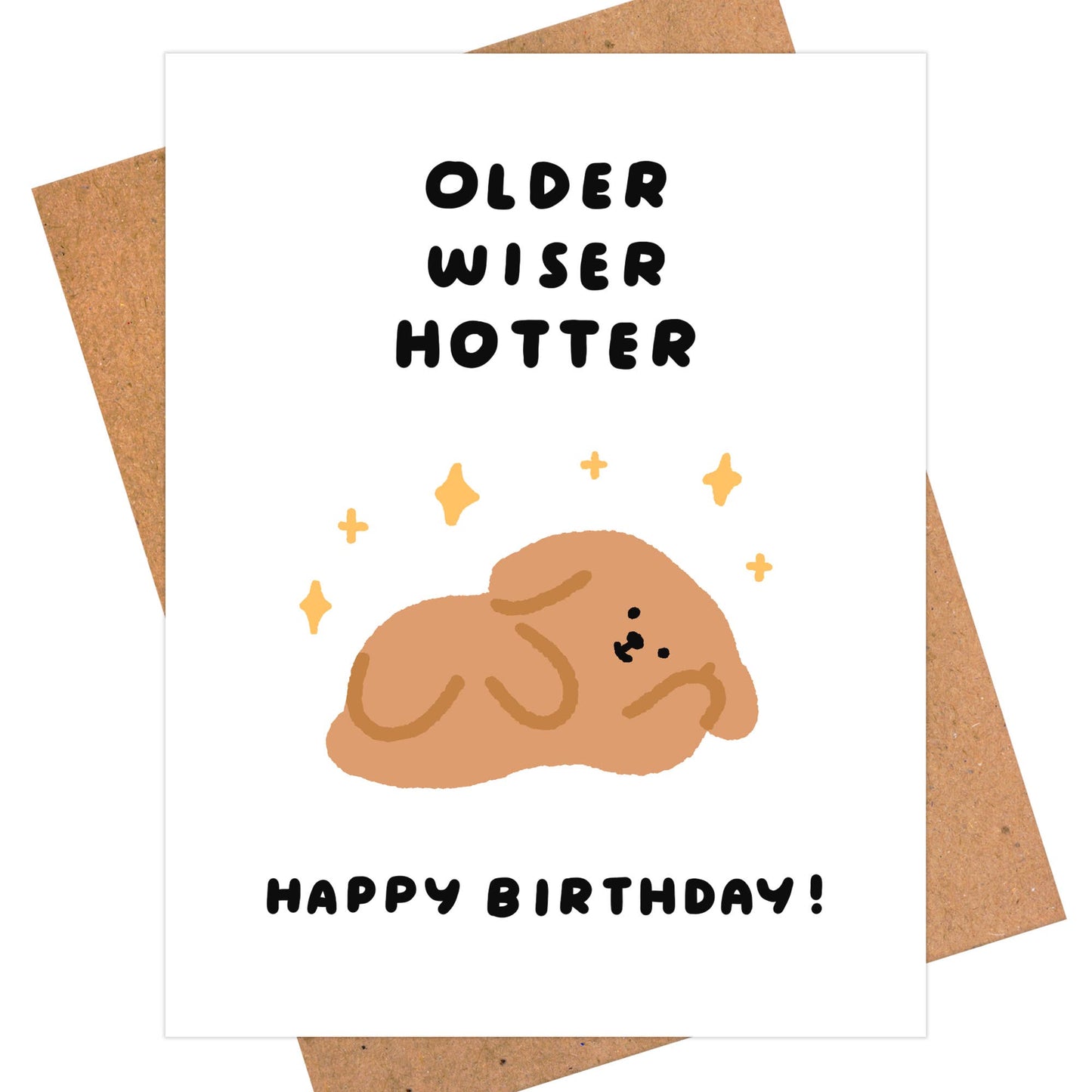 Cute Puppy Birthday Card - Older, Wiser, Hotter