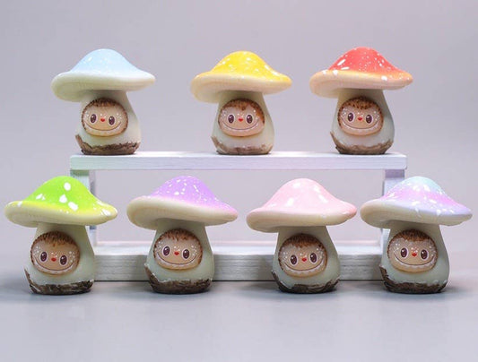 Labubu Mushroom Mini Figurines Desk Toys