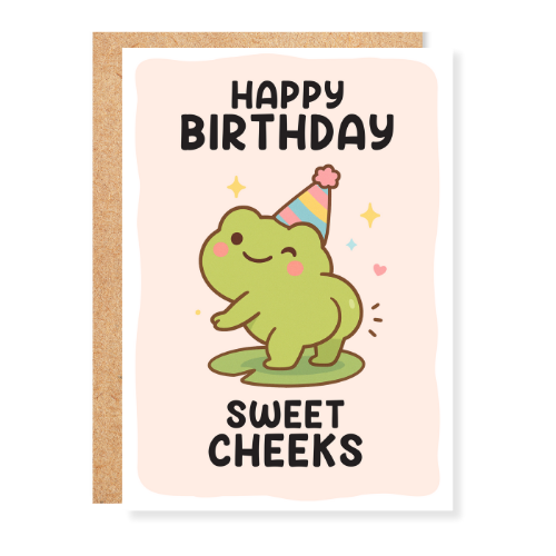 Happy Birthday Sweet Cheeks Frog Funny Greeting Card
