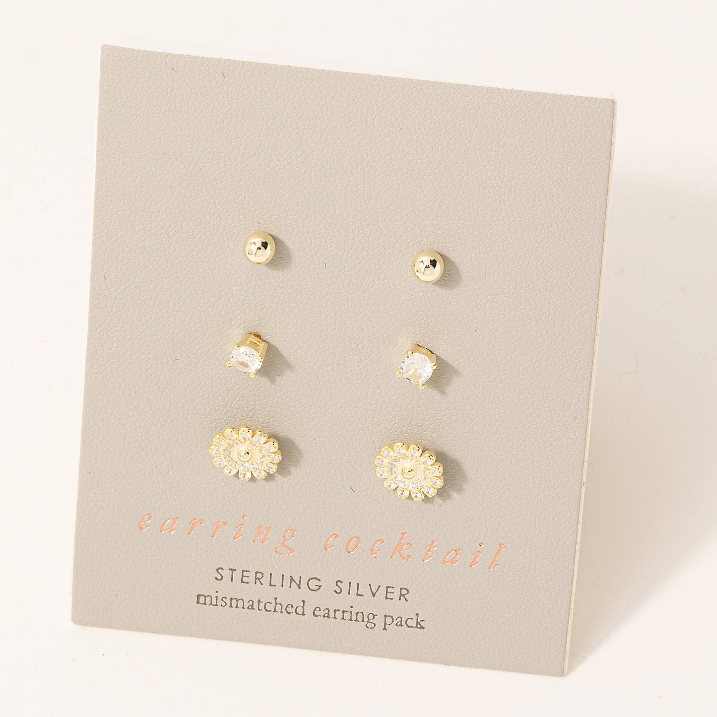 Sterling Silver Floral Stud Earrings Set