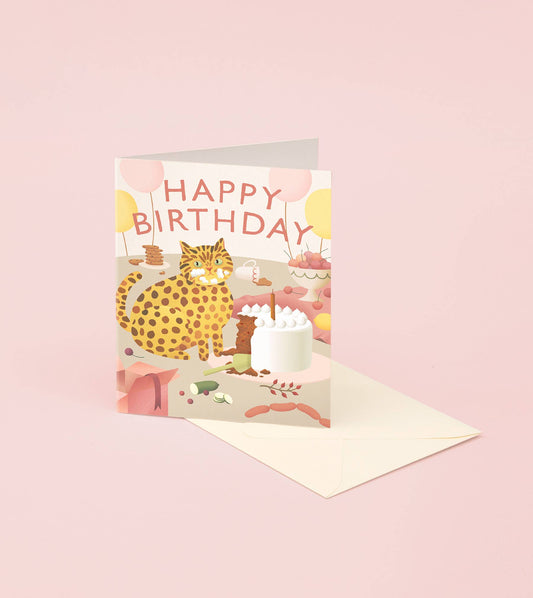 Cat and Birthday Cake Card