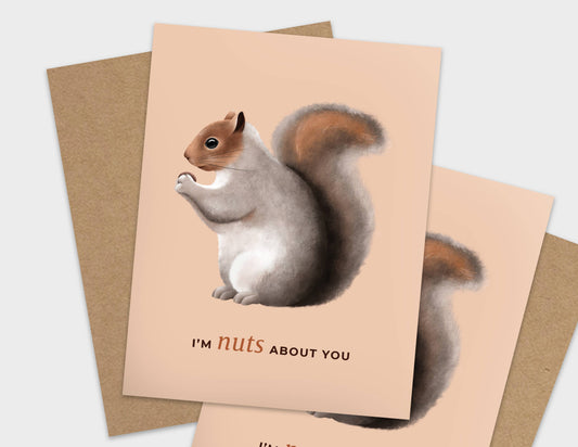 I'm Nuts About You Pun Love Card