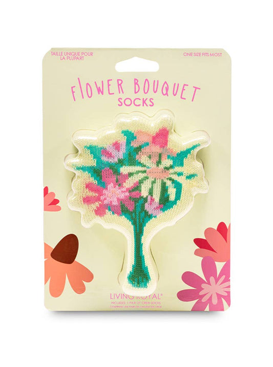 3D Packaged Crew Socks - Flower Bouquet - Green, not Yellow