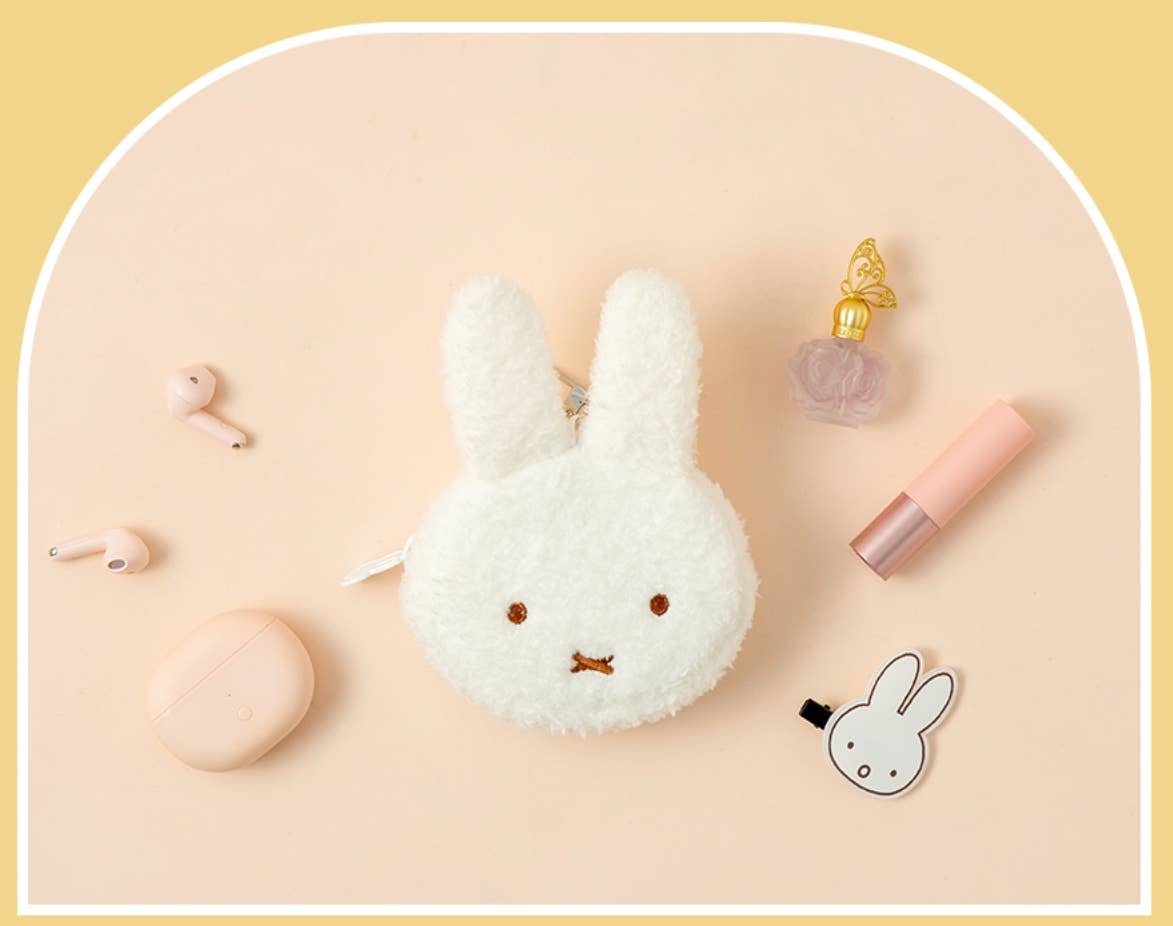 Miffy Plush Face Pouch Keychain – Soft Mini Cosmetic Pouch