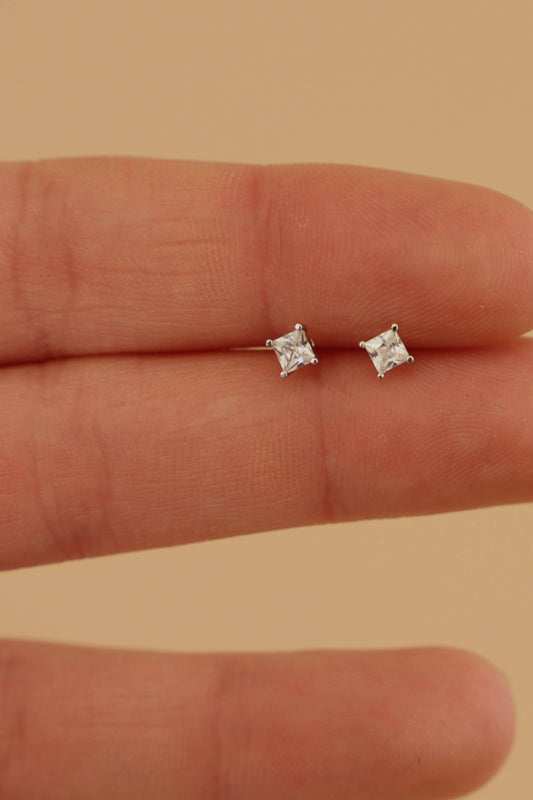 SILVER SQUARE CZ STUDS