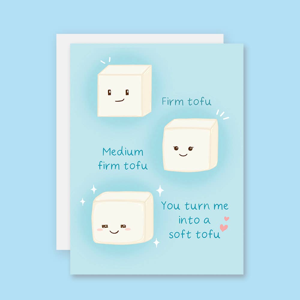 Cute Tofu Love Card, Funny Food Pun Love Card