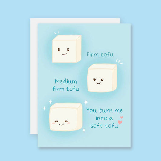 Cute Tofu Love Card, Funny Food Pun Love Card