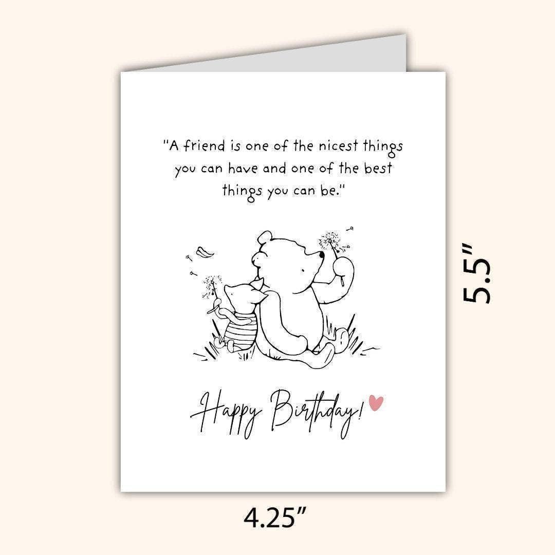 Winnie the Pooh Birthday Card - Best Friend Gift