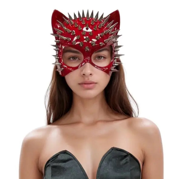 Red Spiked Cat Mask