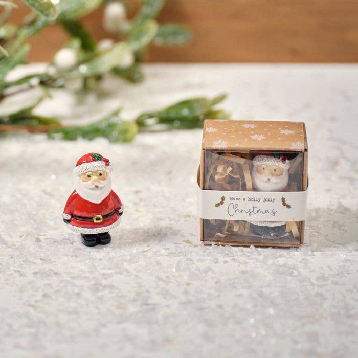 Christmas Tiny World Resin Father Christmas Keepsake Ornament With Gift Box **