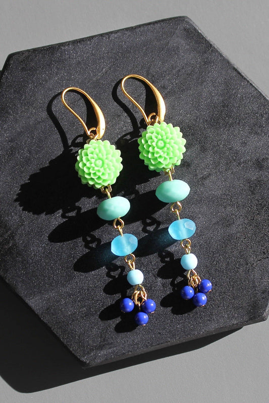 KYLE62 mint green floral earrings