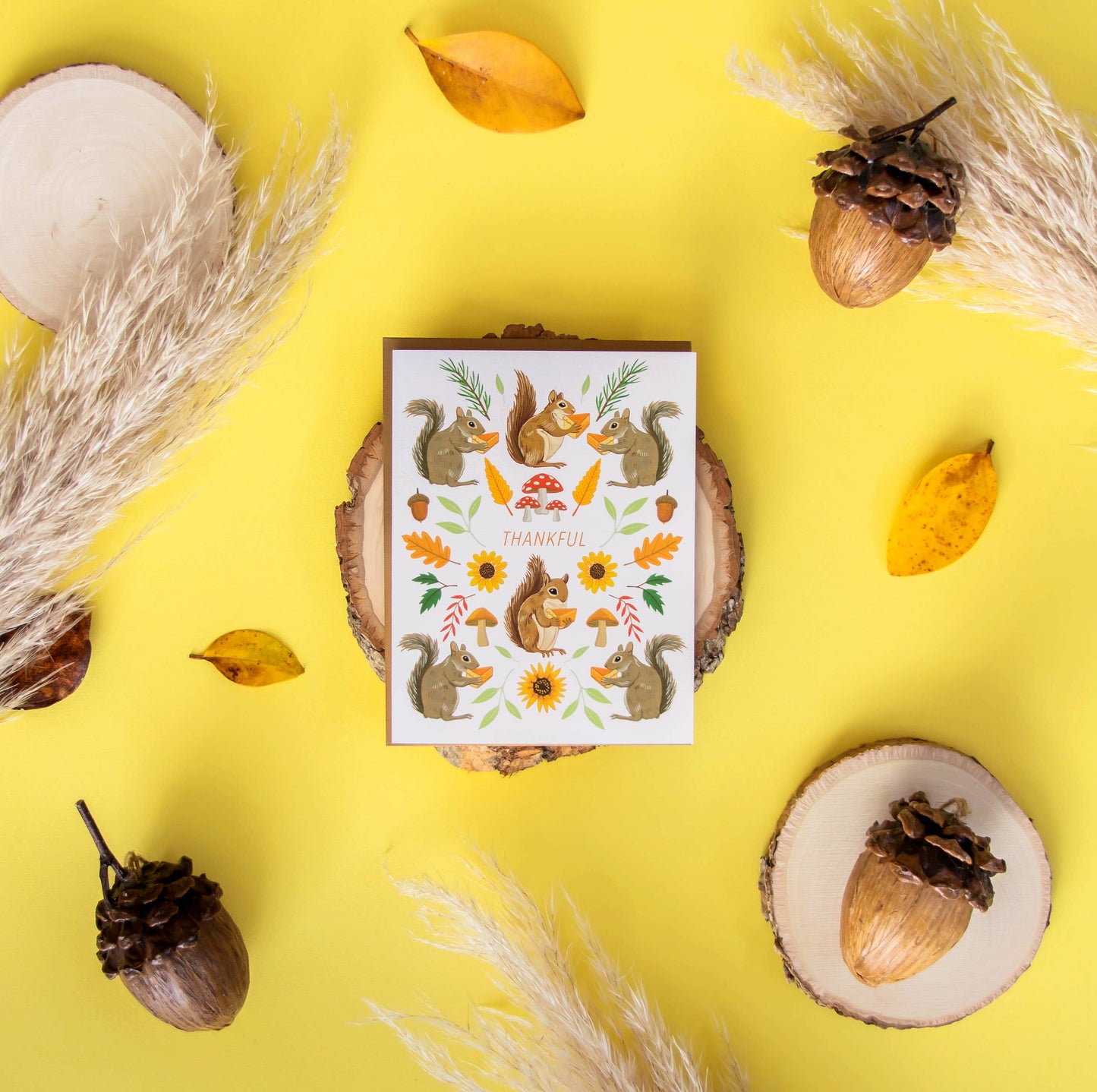 Thankful Squirrels with Pumpkin Pie Thanksgiving Card