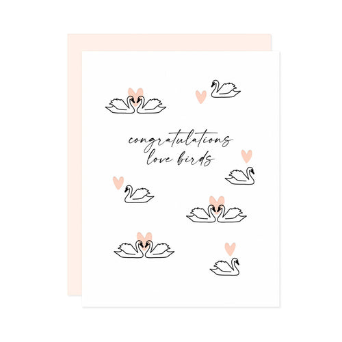 Congratulations Love Birds Letterpress Greeting Card - Front & Company: Gift Store