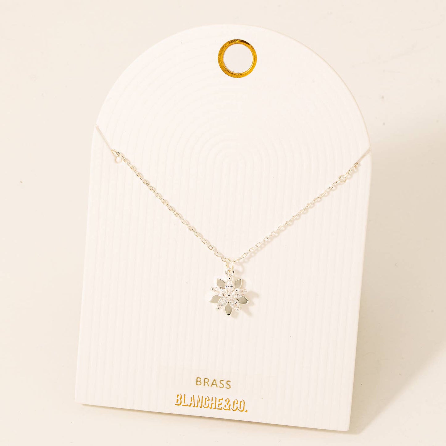 Rhinestone Flower Pendant Chain Necklace