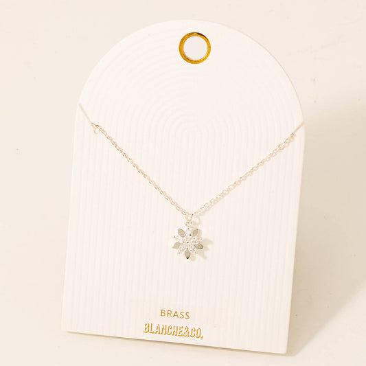 Rhinestone Flower Pendant Chain Necklace