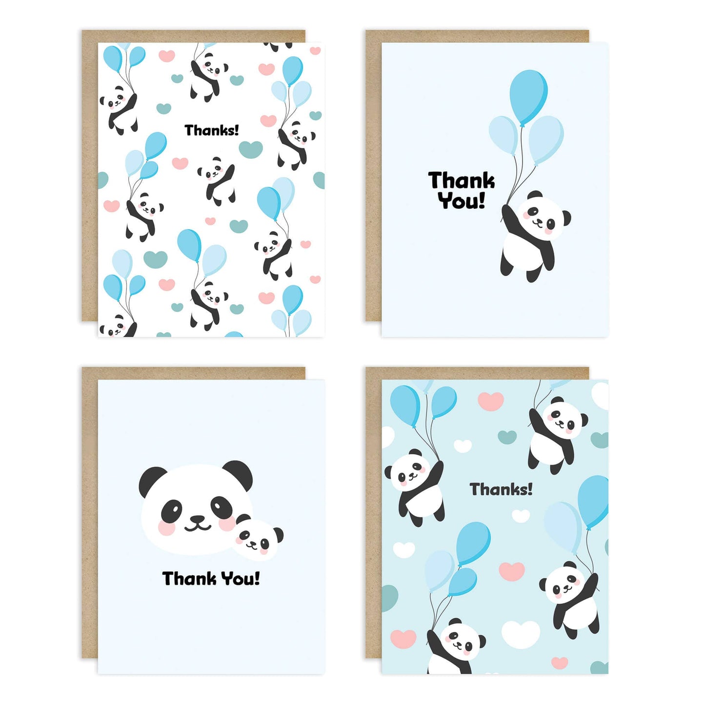 Blue Panda | 8 Baby Shower Thank You Cards | Assorted