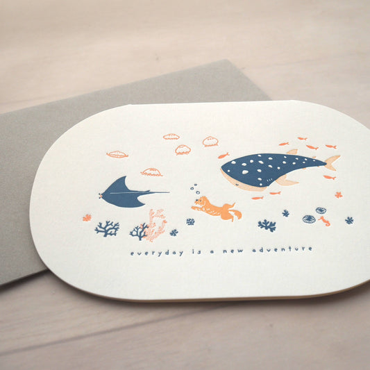 Letterpress happy paws card - everyday is a new adventure