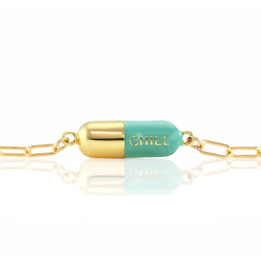 Chill Pill Charm Bracelet 18K Gold Vermeil