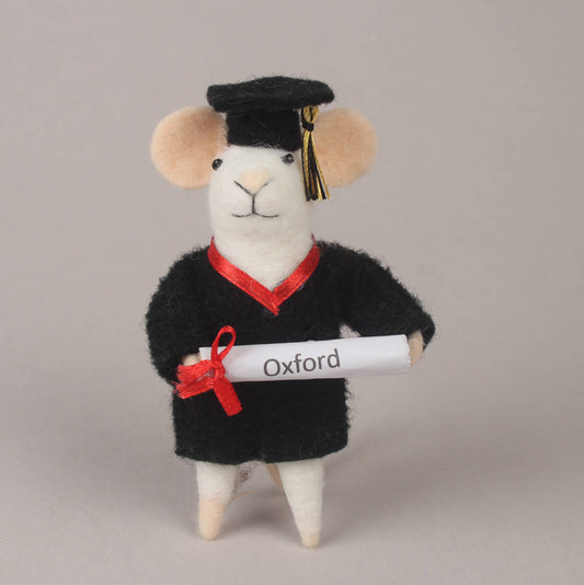 Oxford Graduate Felt Mouse - Handcrafted Wool Decoration