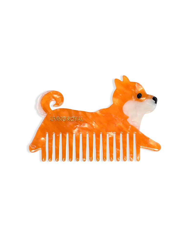 Wide-Tooth Mini Hair Comb - Puppy Dog - Orange