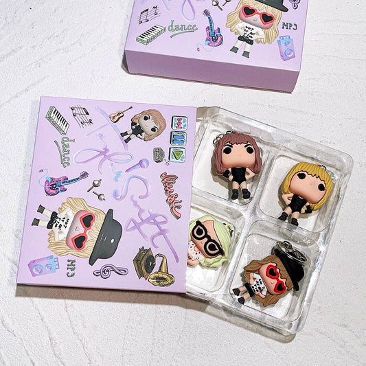 Taylor Swift cartoon character keychains 4 Assorted