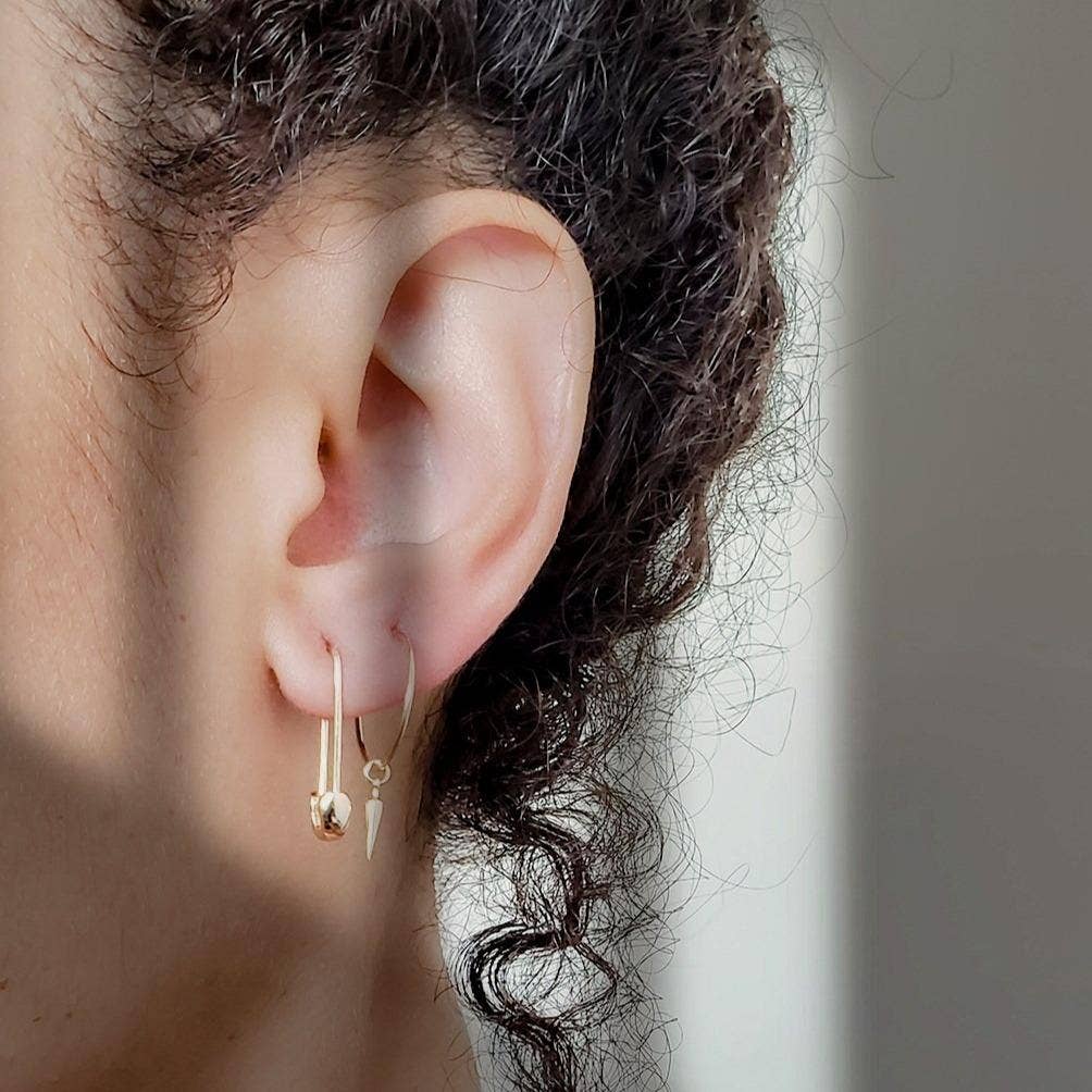 Safety Pin Hoop Earrings 18K Gold Vermeil
