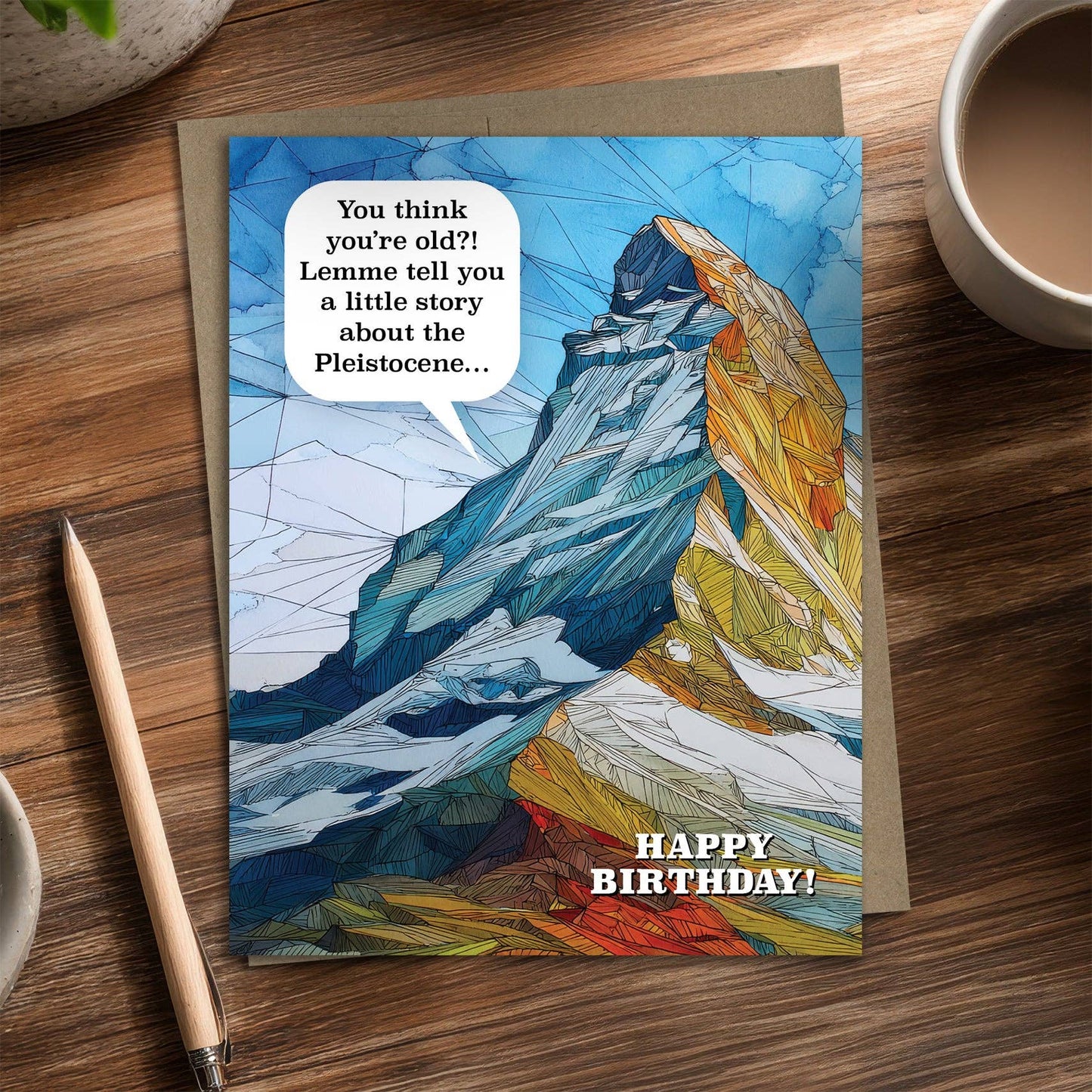 Pleistocene Mountain - Recycled Birthday Card for Climbers