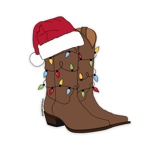 Cowboy Christmas Boot Sticker - Front & Company: Gift Store