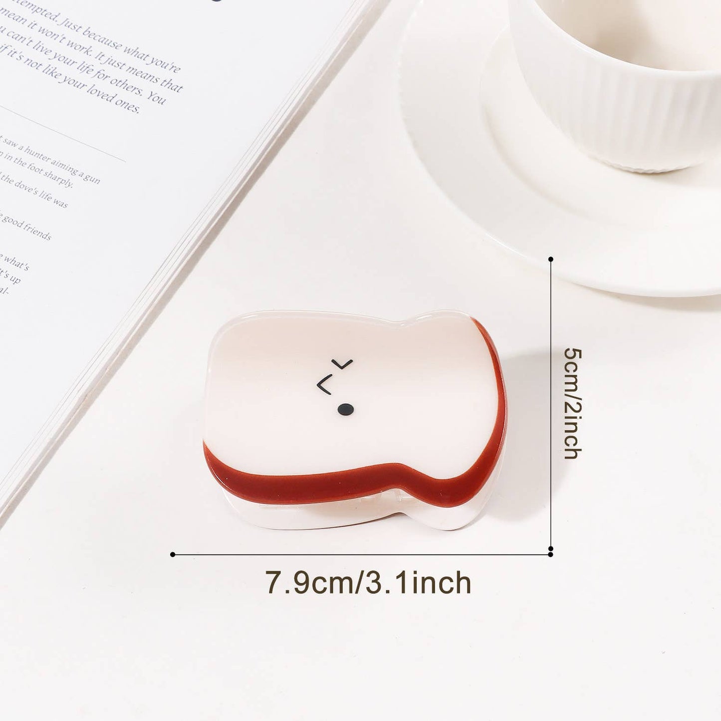 Cartoon Fun Emoji Design Bread & Heart Hair Clip