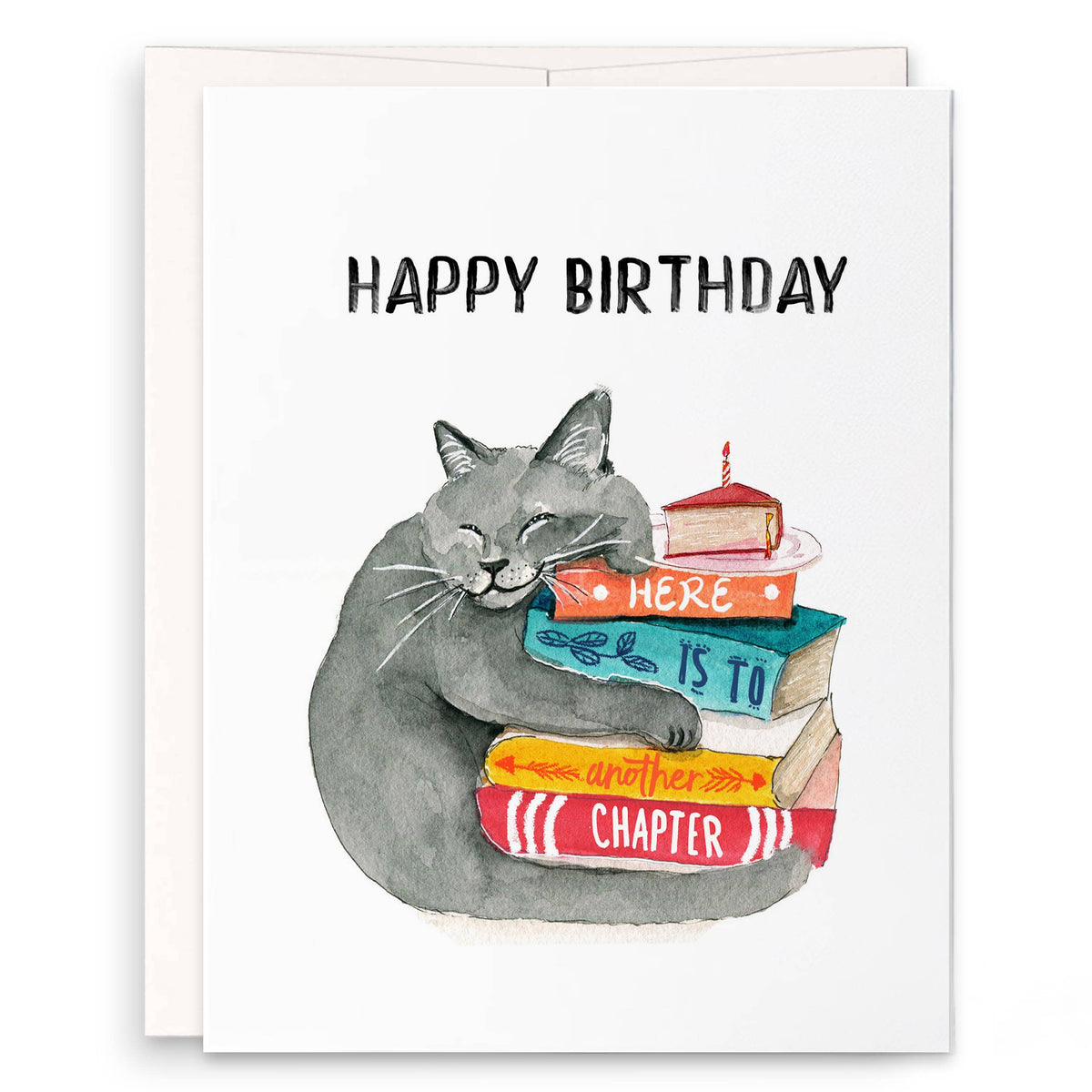 Book Lover Cat - Funny Birthday Card