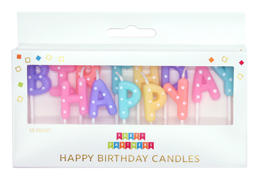 Happy Birthday Pastel Dotted Letter Candle Set