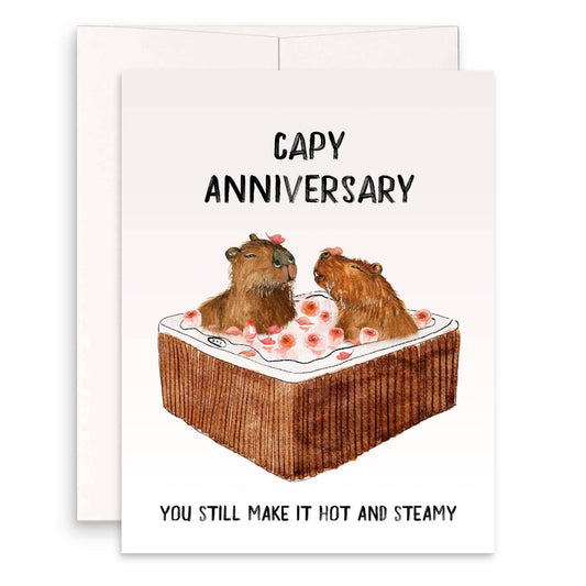 Hot Tub Capybara - Funny Anniversary Card