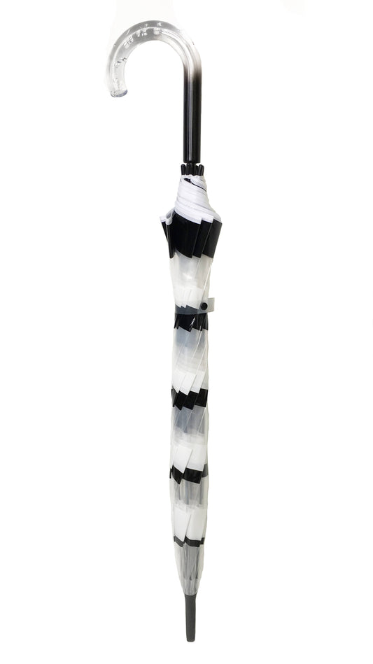 Black&White Striped Transparent Long Umbrella