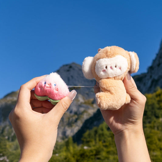 Pull On Me Keychain- Monkey and Peach