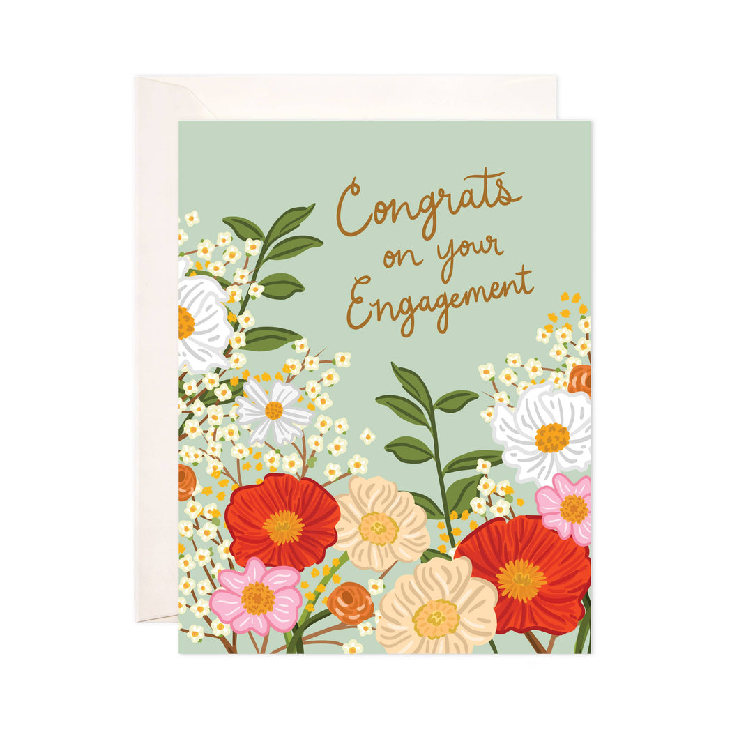 Floral Engagement Greeting Card - Engagement Card