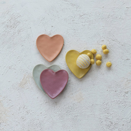 4-1/4"L x 4"W Stoneware Heart Shaped Dish, Matte F