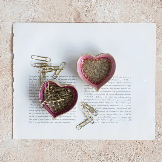 3-3/4"L x 3-3/4"W Stoneware Heart Shaped Dish, Cra