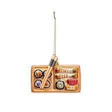 Glass Sushi And Wood Chopsticks Ornament