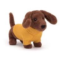 Jellycat Sweater Sausage Dog Yellow