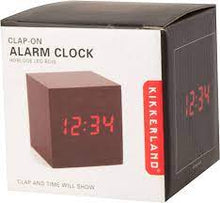 Load image into Gallery viewer, Alarm Clock Wood Cube Dark
